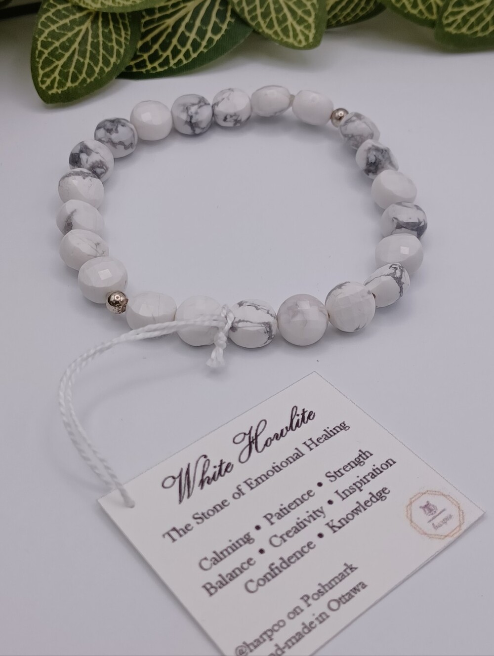 White Howlite Healing Crystal Beaded Stretch Bracelet